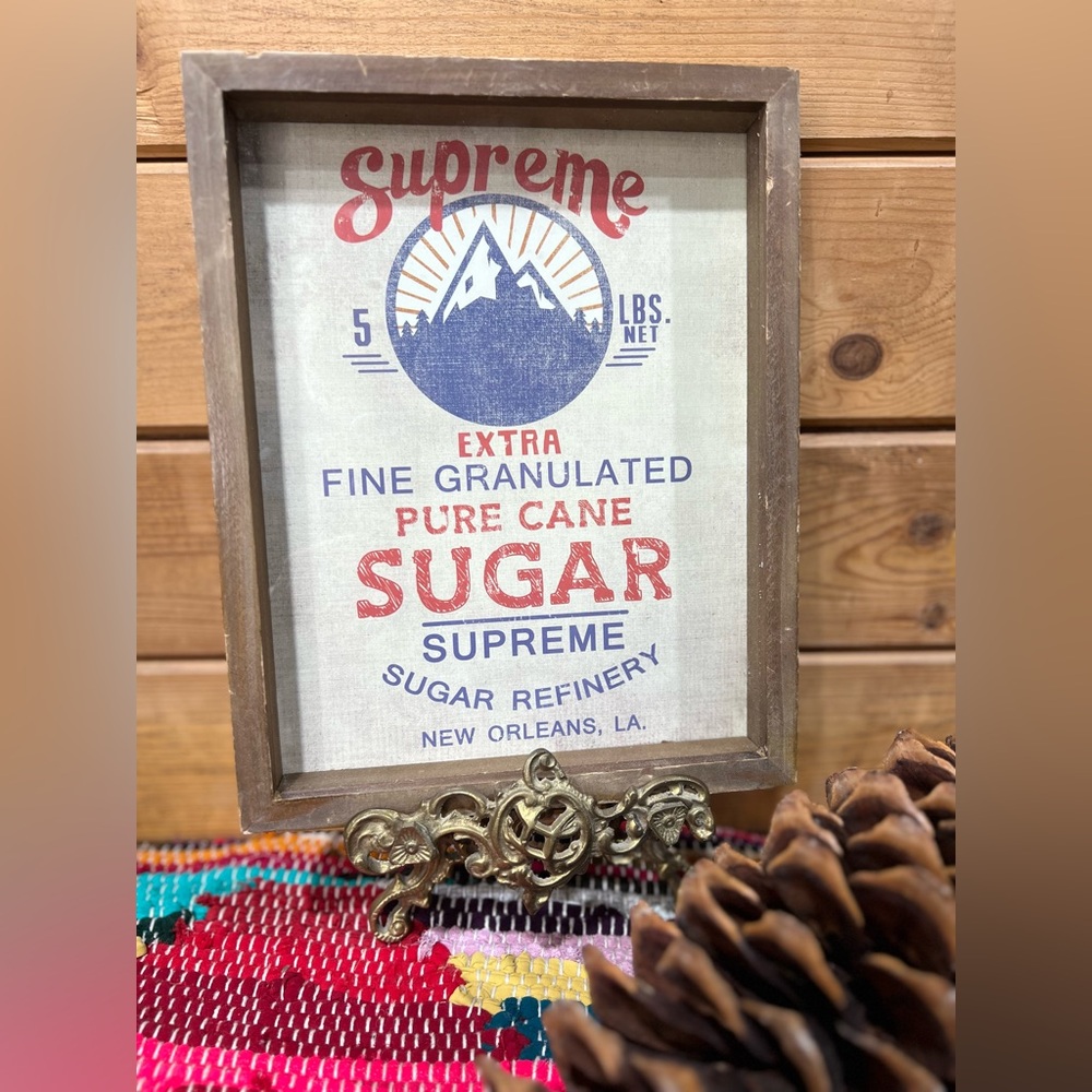Supreme Pure Cane Sugar Framed Print Rustic Farmhouse Kitchen Wall Art